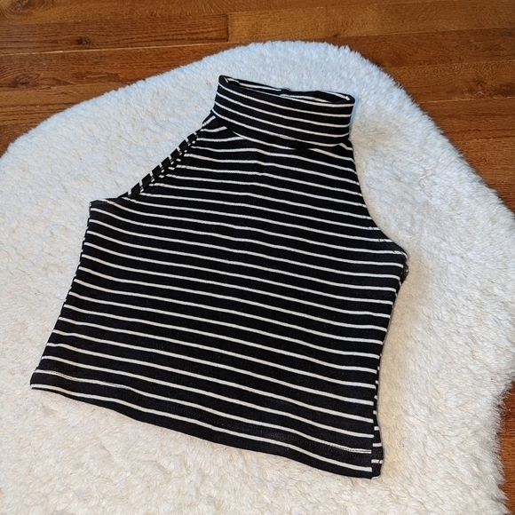 AMERICAN APPAREL striped sleeveless turtleneck tank top xs - Picture 4 of 8